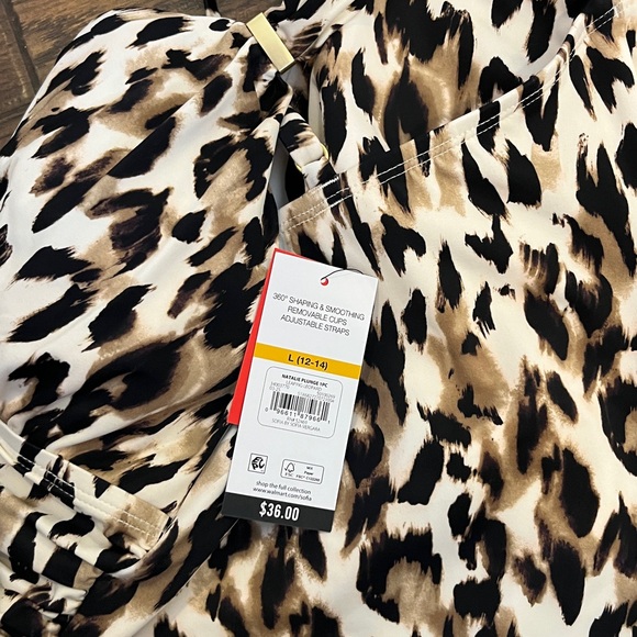 Sofia by Sofia Vergara Women’s L 12-14) Leopard Print Plunge One Piece Swimsuit - Picture 11 of 12